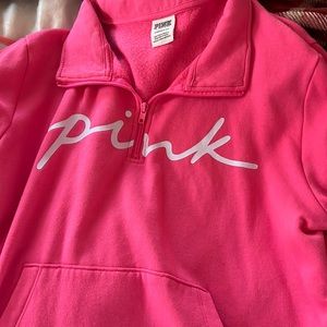 Pink half zip up sweatshirt